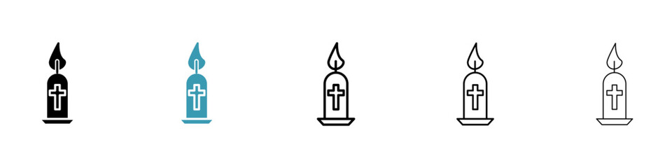 Easter candle icon vector icons set in black and blue format