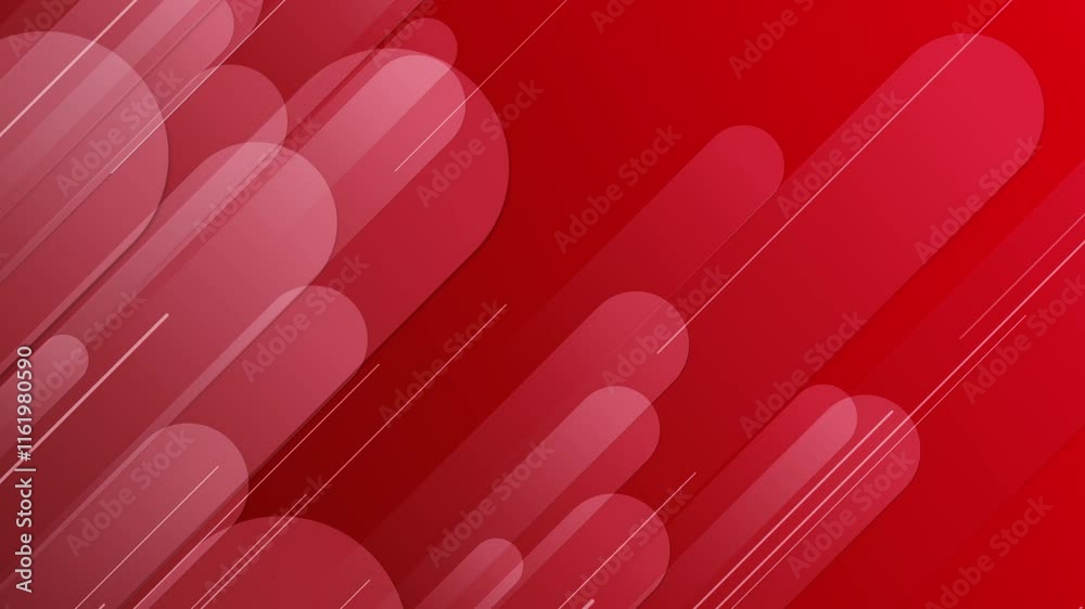 Poster red lines and shapes are moving from the bottom left of a gradient abstract background, horizontal c