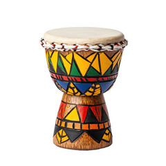 Handcrafted Wooden Drum with Intricate Painted Patterns