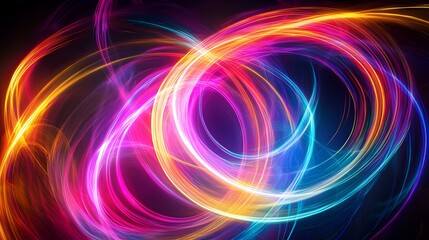 Obraz premium A swirling blend of neon hues creating a dynamic chaotic burst of color and form