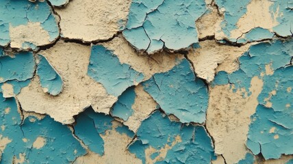 Obraz premium Cracked Blue and Beige Paint Surface Texture