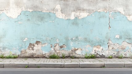 Weathered Wall and Cobblestone Sidewalk Scene