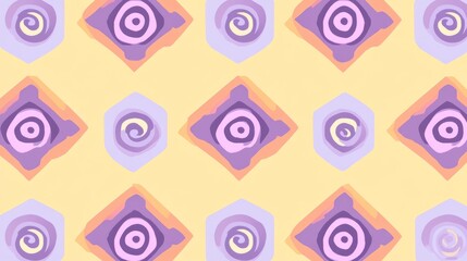 Abstract Geometric Pattern with Swirls and Pastels