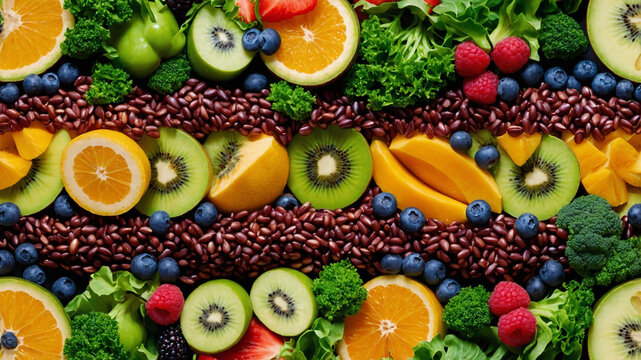 Infinity loop created with healthy food items symbolizing perpetual cycle of nourishment