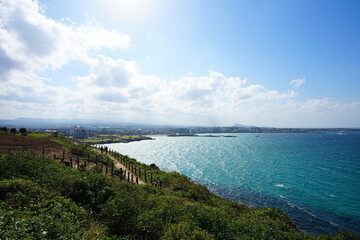 wonderful seascape with seaside walkway