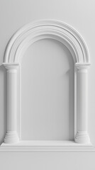 Vintage white rustic arch design with textured wall, ideal for weddings, events, or interior design projects