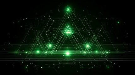 Abstract Green Geometric Light Pattern Design