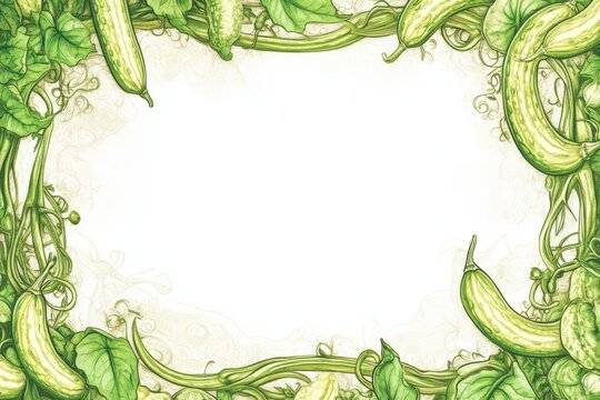 A decorative border featuring parvals and green vines, ideal for food-related designs.