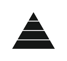 Fototapeta premium Levels of triangular pyramid. Triangle pyramid chart. Maslow layer diagram. Development level infographic. Business graph. Vector illustration isolated on white background.