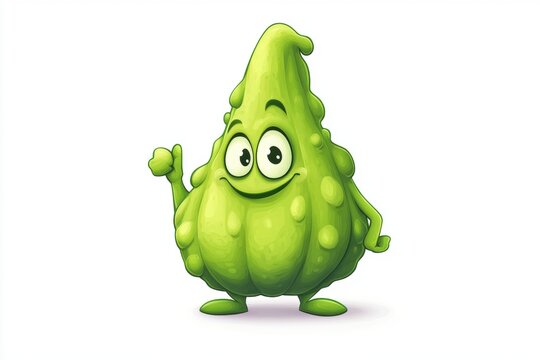 A cheerful green cartoon character resembling a parval with a thumbs-up gesture.