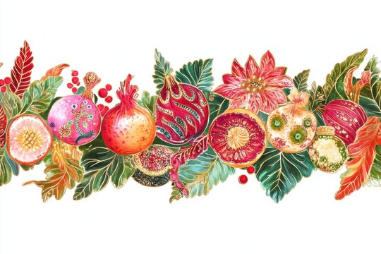 A vibrant illustration of various fruits and foliage, celebrating nature's bounty.