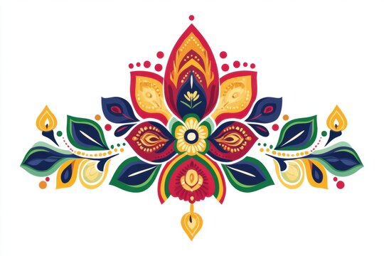 Colorful floral design with intricate patterns and vibrant colors, suitable for decoration.