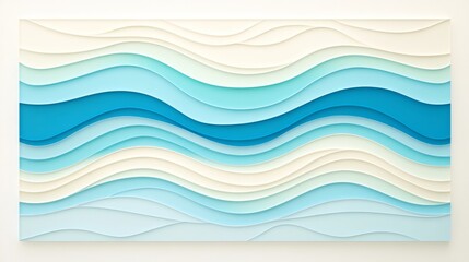 Abstract Layered Blue Wave Paper Art Design