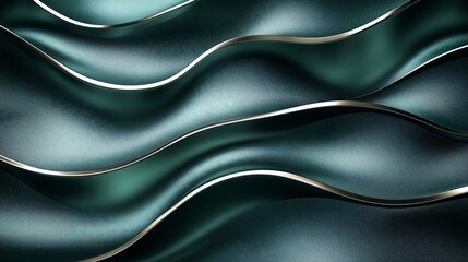 Obraz premium Dark Forest Green Background with Silver Wave Patterns