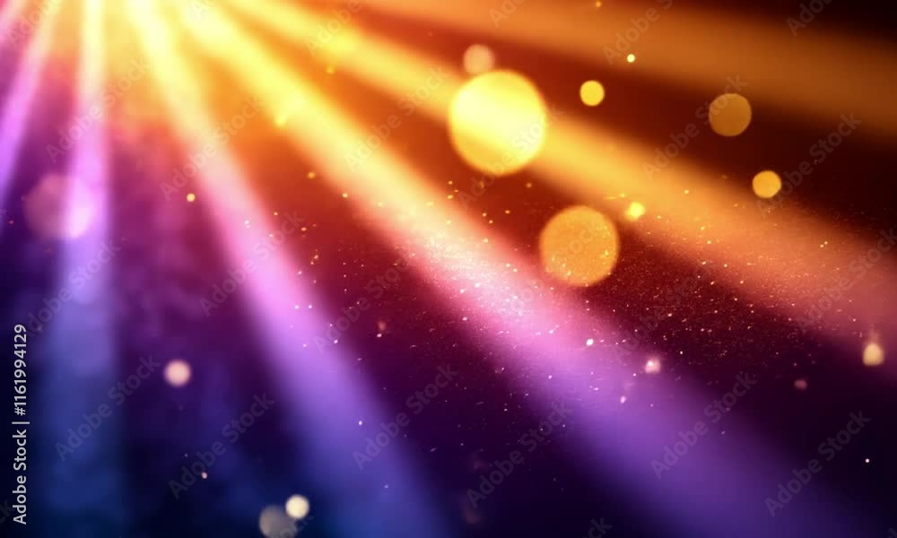 Poster pulsating starburst pattern of geometric lines with gradients of purple and orange in mesmerizing an
