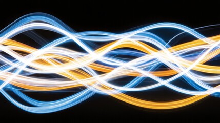 Abstract Light Trails Blue and Orange Waves