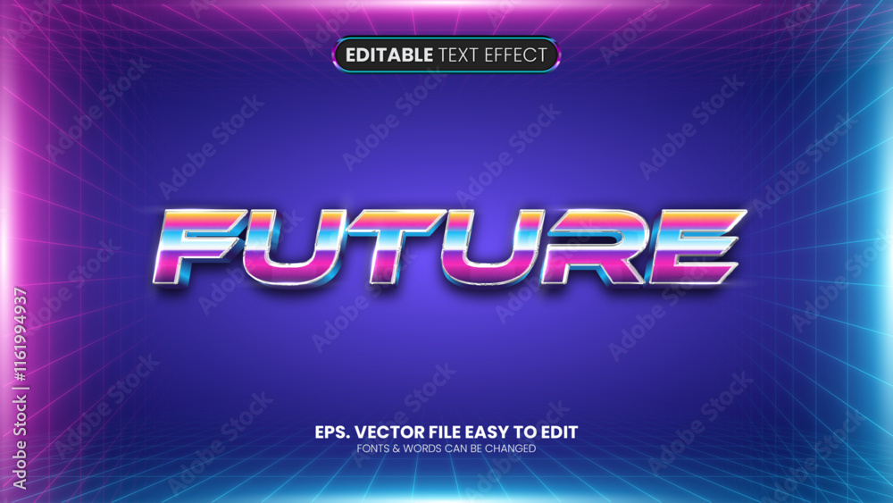 Wall mural futuristic editable text effect, future techno text style