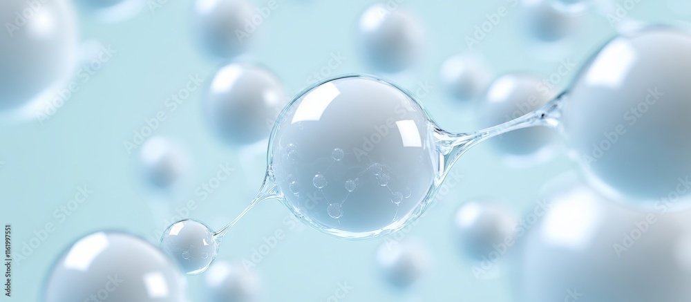 Poster Abstract 3D rendering of interconnected spheres, representing molecules or atoms.