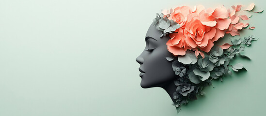 Stylized paper silhouette of a human head, perfect for mental health awareness campaigns, artistic projects, and educational materials on psychology.