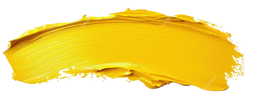 yellow paint stroke. hand drawn. isolated on transparent background