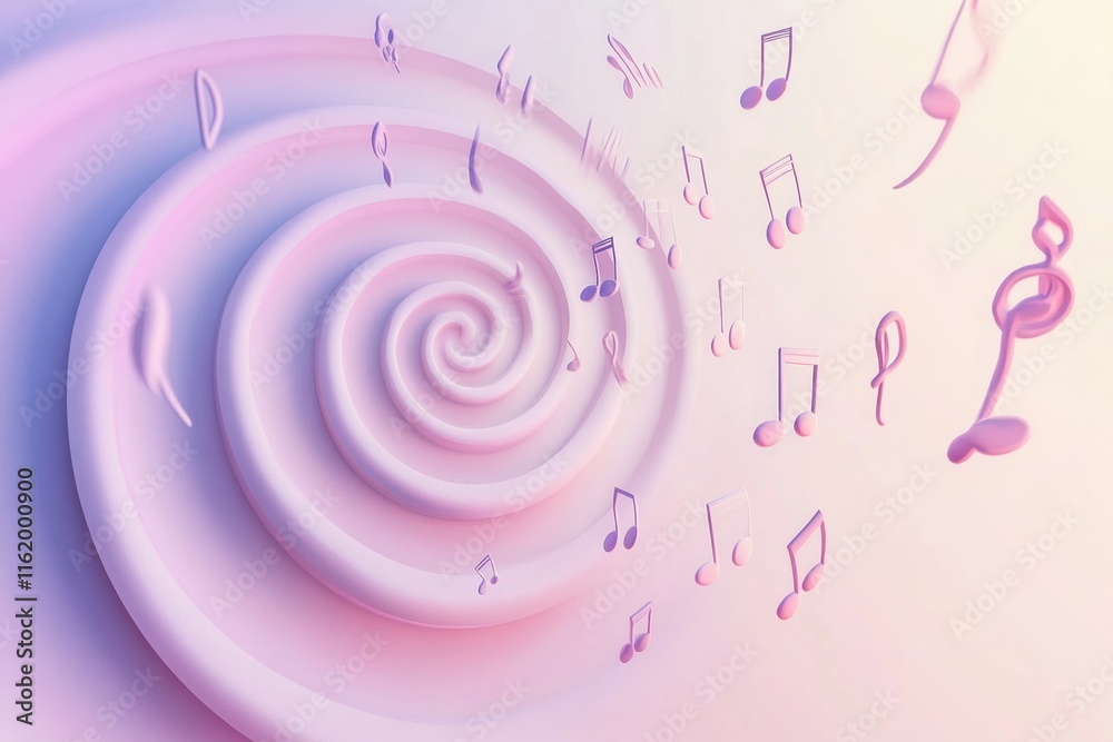 Fototapete visual representation of 3d music notes swirling in vibrant colors with a dynamic and artistic backg