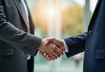 Professional Handshake Between Businesspeople in a Corporate Office Setting