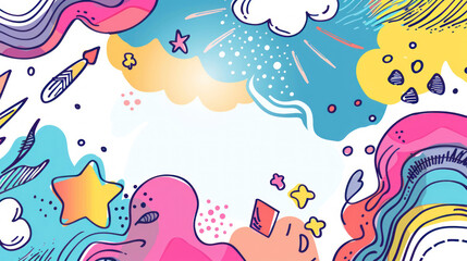 Naklejka premium Customizable doodle banner layout, suitable for versatile marketing needs