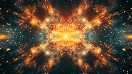 Naklejka premium A glowing burst of vibrant energy in the center with rays of light shooting outward forming an intense display