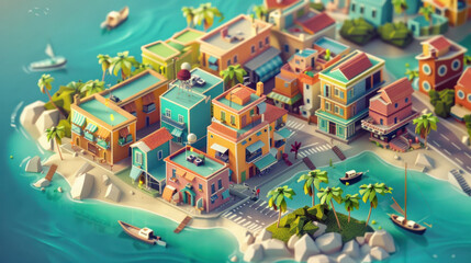 Customizable isometric banner layout, suitable for versatile marketing needs