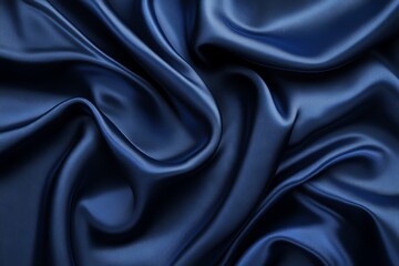 Obraz premium Luxurious dark blue satin fabric with elegant folds and drapes.