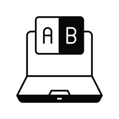 A/B Testing glyph icon with white background vector stock illustration