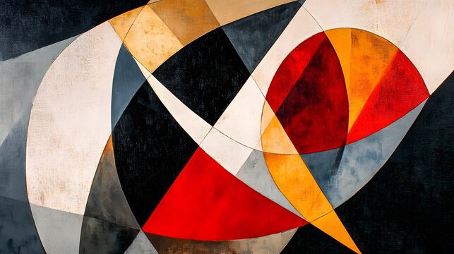 Sharp triangles intersecting with soft curved lines to create an intriguing design of contrasting elements