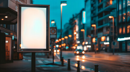 Outdoor blank white billboard mockup in an empty street, ideal for showcasing marketing projects, branding concepts, social media promotions, and web design within a natural environment 