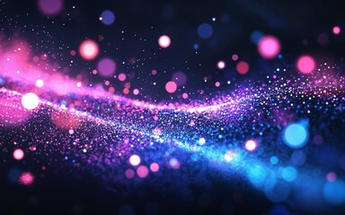 Fototapeta premium Explore the elegance of flowing particles in a futuristic wave design. Featuring glowing textures, vibrant colors, and a modern abstract aesthetic, perfect for digital art, branding, and creative proj