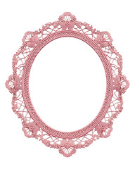 Vintage style oval lace frame with a soft pastel background, Isolated on transparent or white background cut out