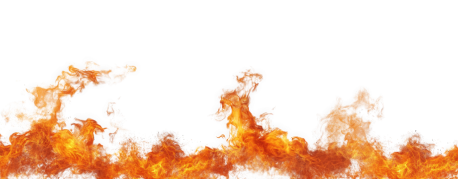 flames of fire isolated on a transparent background. with a large copy space above