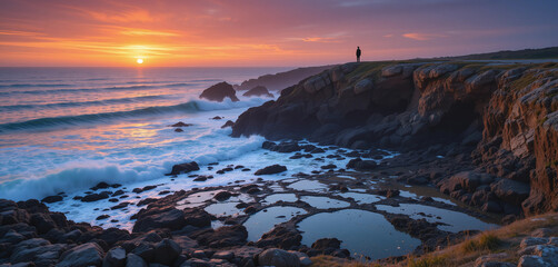 Fototapeta premium Rocky Coastline at Sunset 