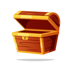 Empty treasure chest open vector isolated on white background.