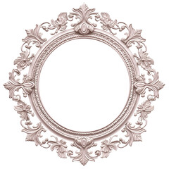 Vintage style oval lace frame with a soft pastel background, Isolated on transparent or white background cut out