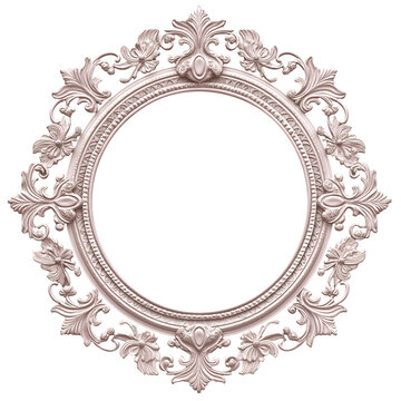 Vintage style oval lace frame with a soft pastel background, Isolated on transparent or white background cut out