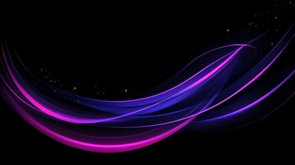 Naklejka premium Abstract Purple Blue Swirling Light Waves on Black