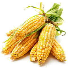 Fresh corn on the isolated on white background. Clipping Path