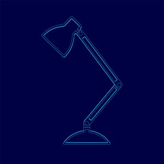 Blue lamp contour. The lamp is turned off. The lamp is a simple design with no details