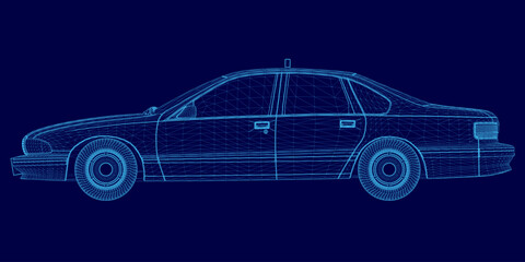 Fototapeta premium Blue car is shown on a blue background