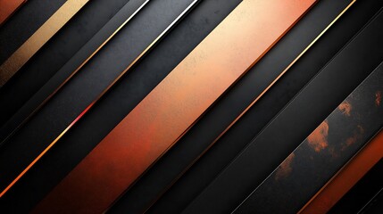 Obraz premium Jet Black Background with Rose Gold and Platinum Geometric Lines