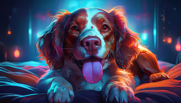 un magnifique &eacute;pagnol breton qui tire la langue en nuance de bleu et de rose tres imager et tres &eacute;vocateur