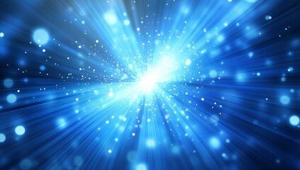 Naklejka premium Blue light burst explosion with bokeh effect.