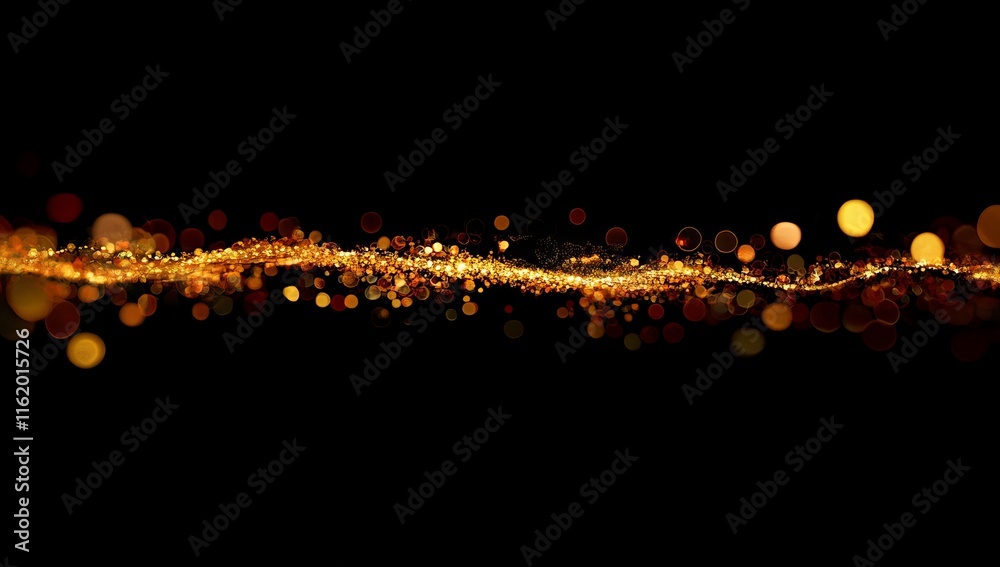 Poster Golden particle wave abstract background.