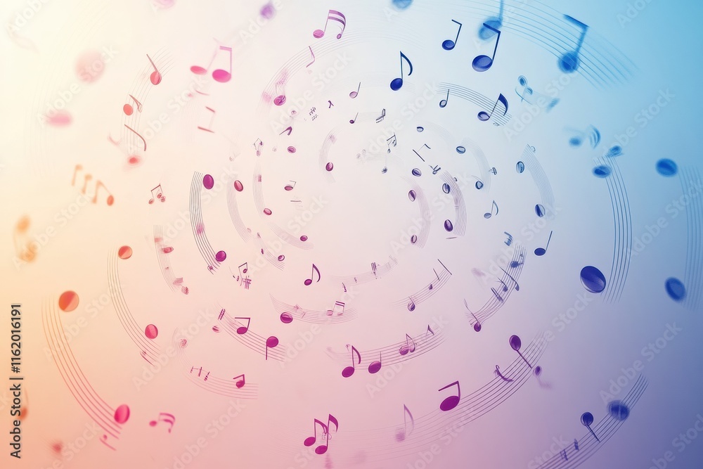 Leinwandbilder colorful 3d music notes in a swirling pattern create a vibrant audio visual experience during a crea