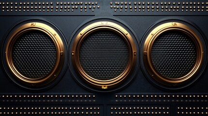 Matte Charcoal Background with Golden Gridlines and Circles